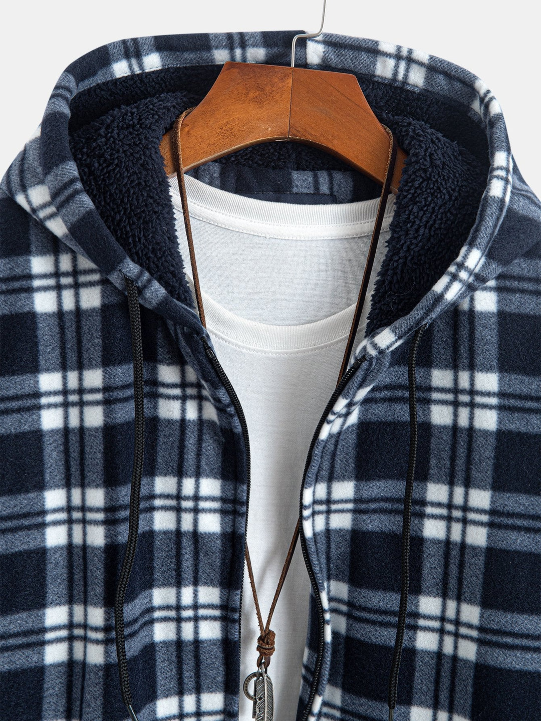 Evert | Geruite flanellen hoodie met teddyvoering
