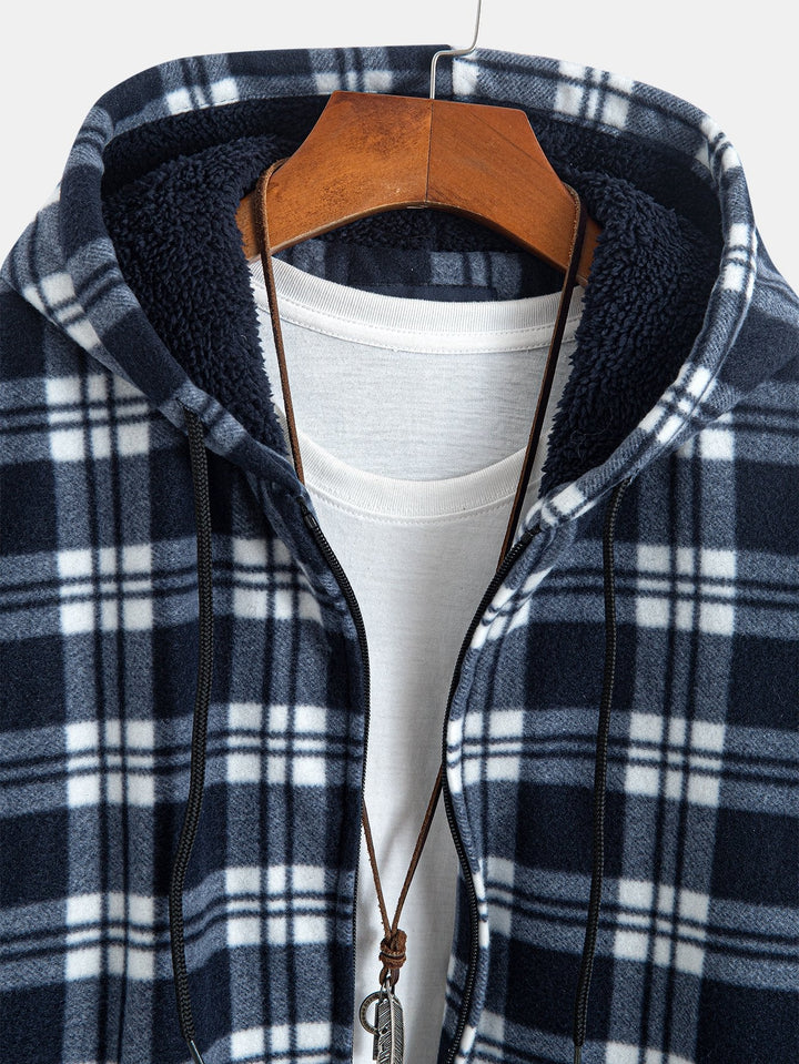 Evert | Geruite flanellen hoodie met teddyvoering