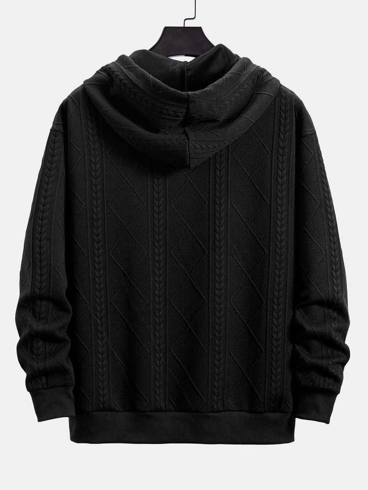 Lodewijk | Hoodie met geometrisch jacquarddessin en relaxte pasvorm