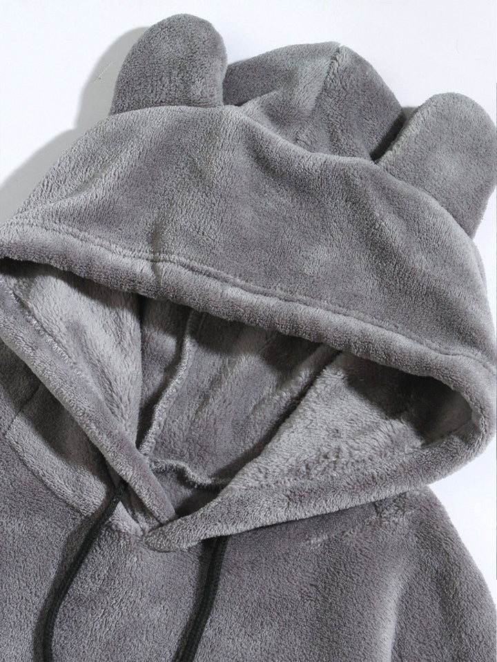 Reinier | Hoodie van teddyfleece met oortjes en relaxte pasvorm