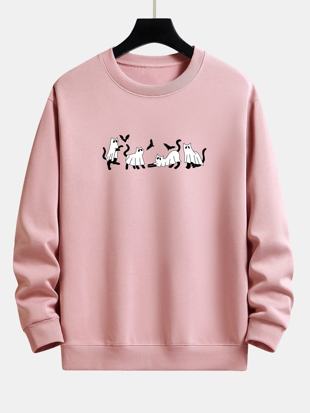 Jeroen | Sweater met zwarte kat en spookprint en relaxte pasvorm