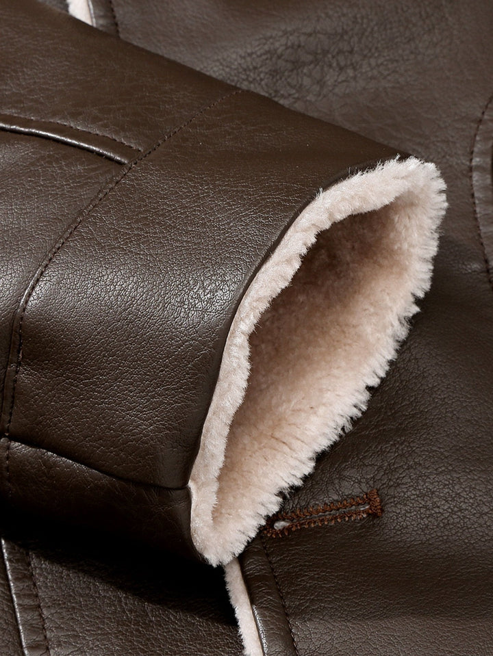 Stef | Blazer van pu-leer met imitatiebontvoering
