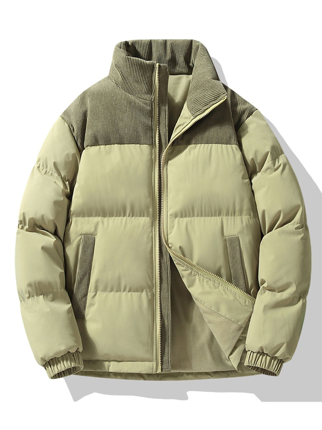 Boris | Corduroy puffer jack met patchwork