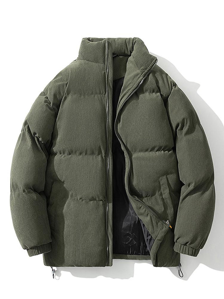 Jasper | Corduroy puffer jas met coltrechterkraag