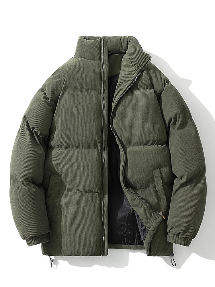 Jasper | Corduroy puffer jas met coltrechterkraag