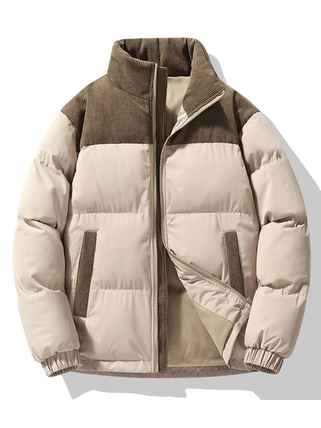 Boris | Corduroy puffer jack met patchwork