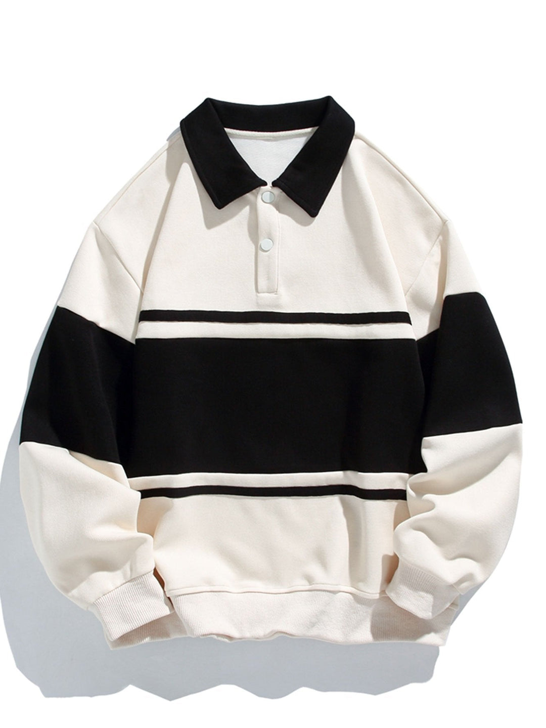 Jan | Polosweater met patchworkdetails en kleurvlakken en relaxte pasvorm