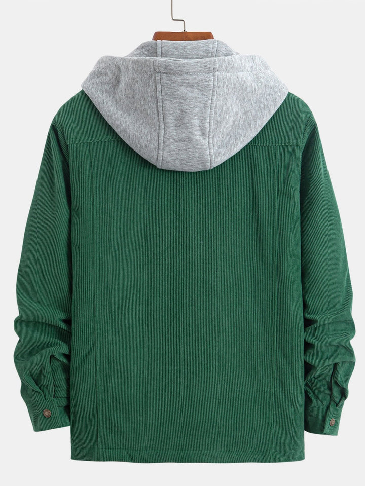 Marco | Gewatteerde corduroy jas met capuchon