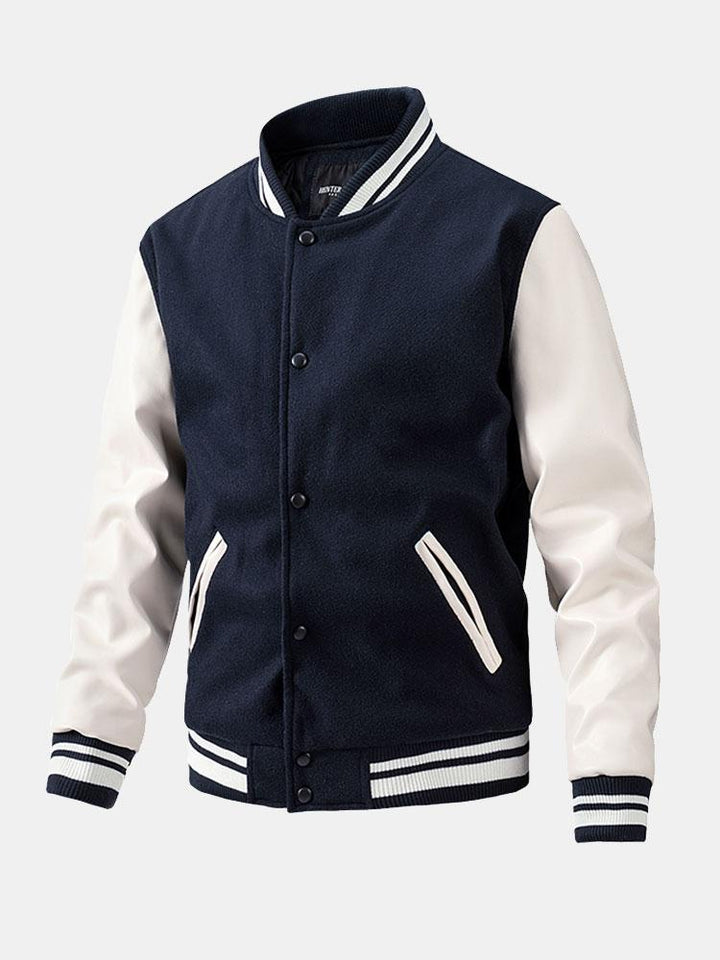 Yannick | Baseball jack met wolachtige pu-mouwen en contrastdetails