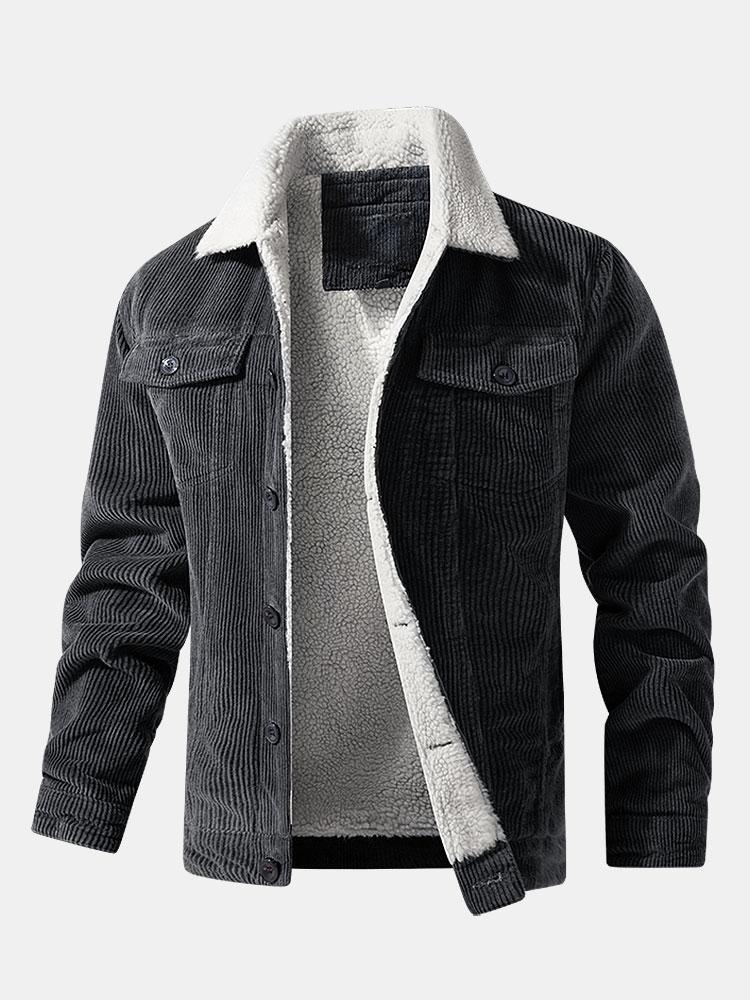 Julian | Katoenen corduroy jack met teddyvoering