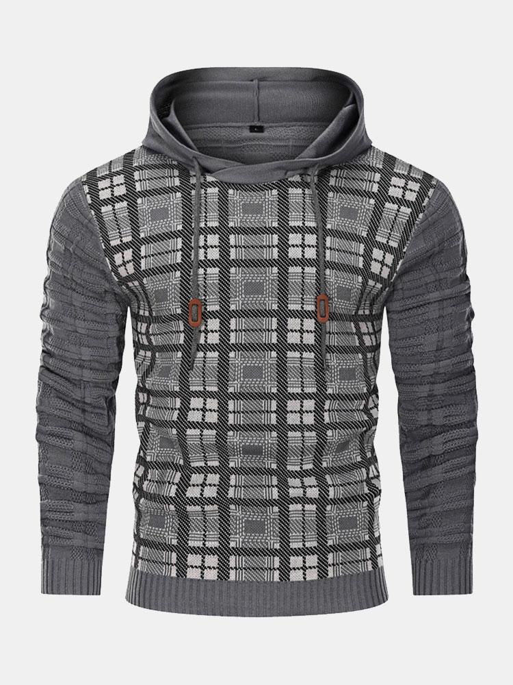 Gerard | Slim-fit trui met capuchon en ruitpanelen