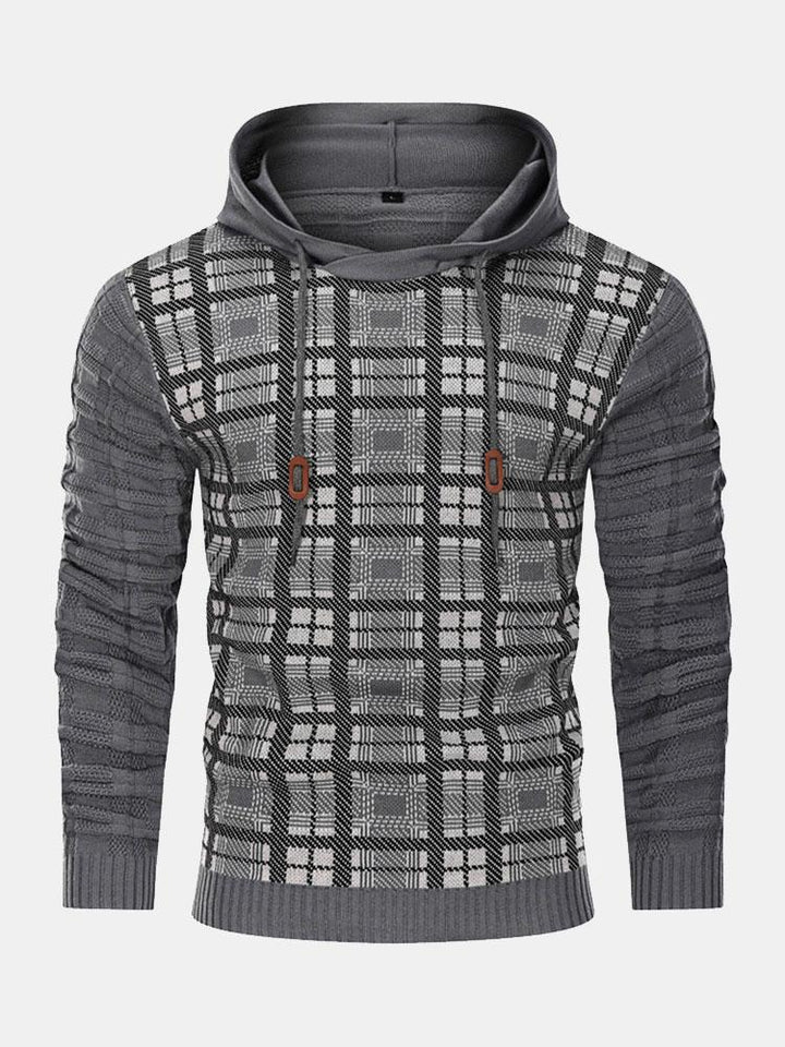 Gerard | Slim-fit trui met capuchon en ruitpanelen