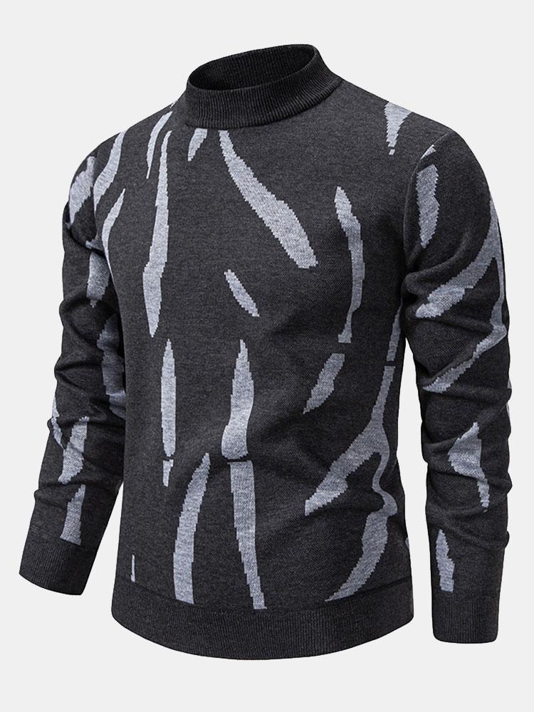Luuk | Trui met abstracte print en opstaande kraag
