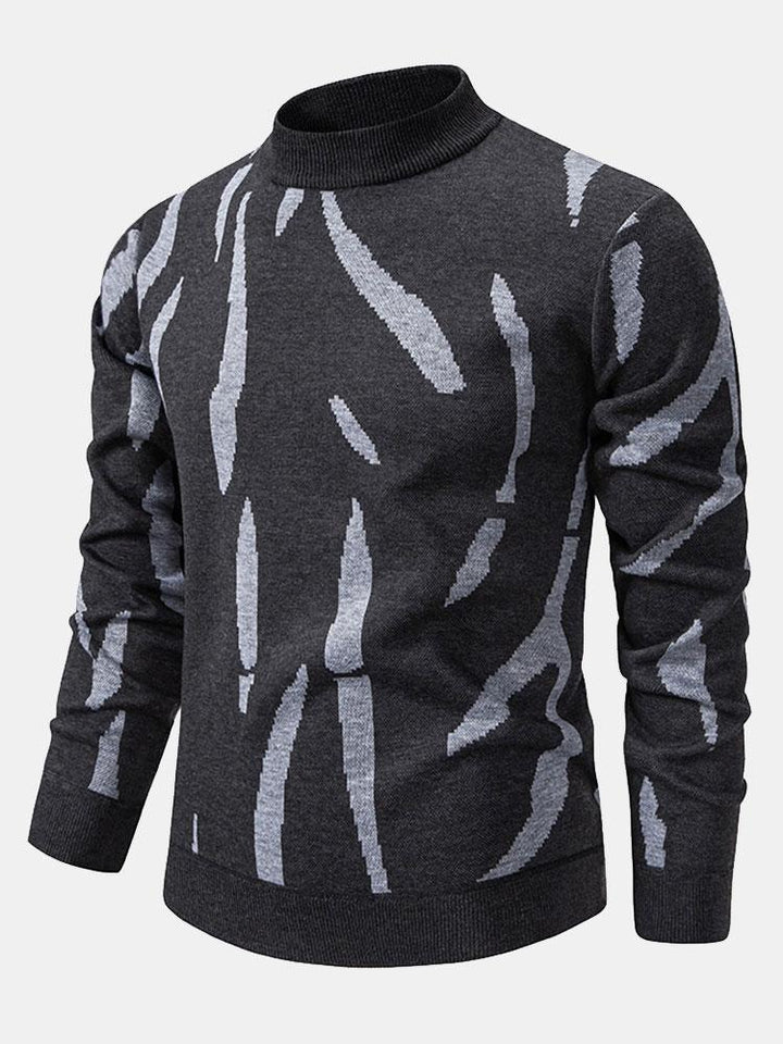 Luuk | Trui met abstracte print en opstaande kraag