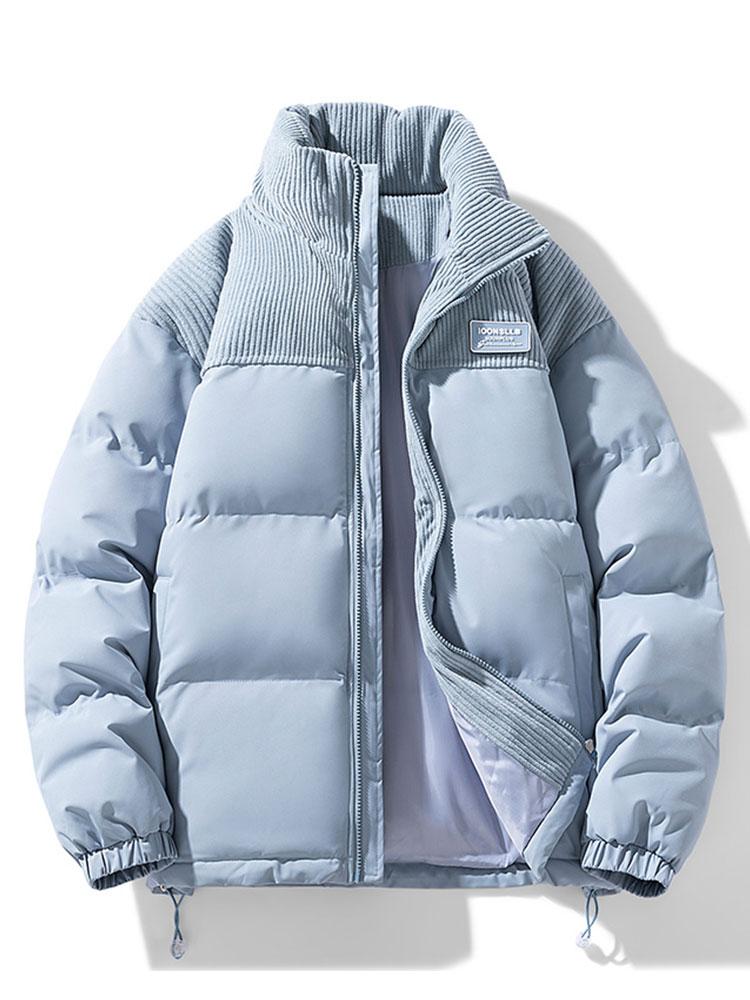 Patrick | Puffer jas met corduroy paneeldetails