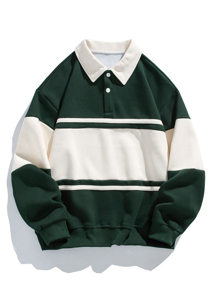 Jan | Polosweater met patchworkdetails en kleurvlakken en relaxte pasvorm