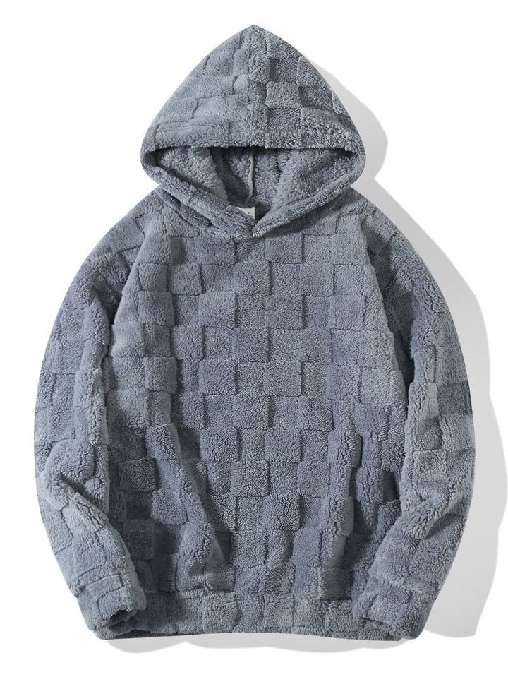 Jort | Teddyhoodie met schaakborddessin en relaxte pasvorm