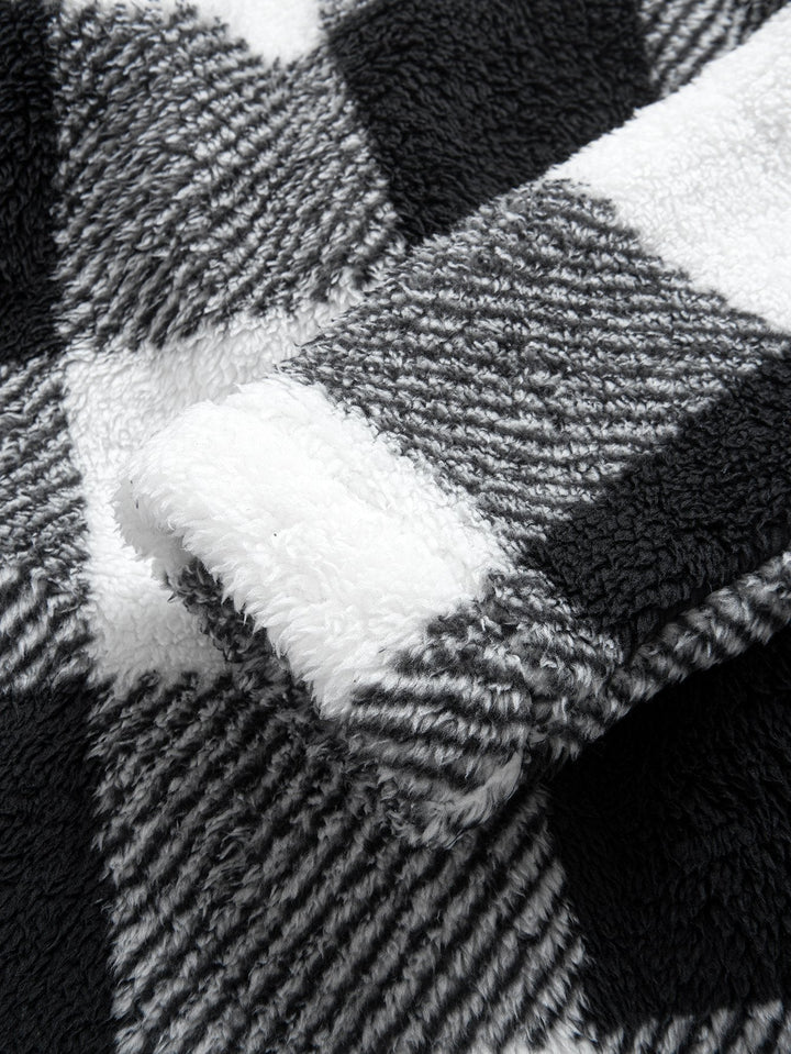 Gerard | Geruite teddyfleece jas met capuchon