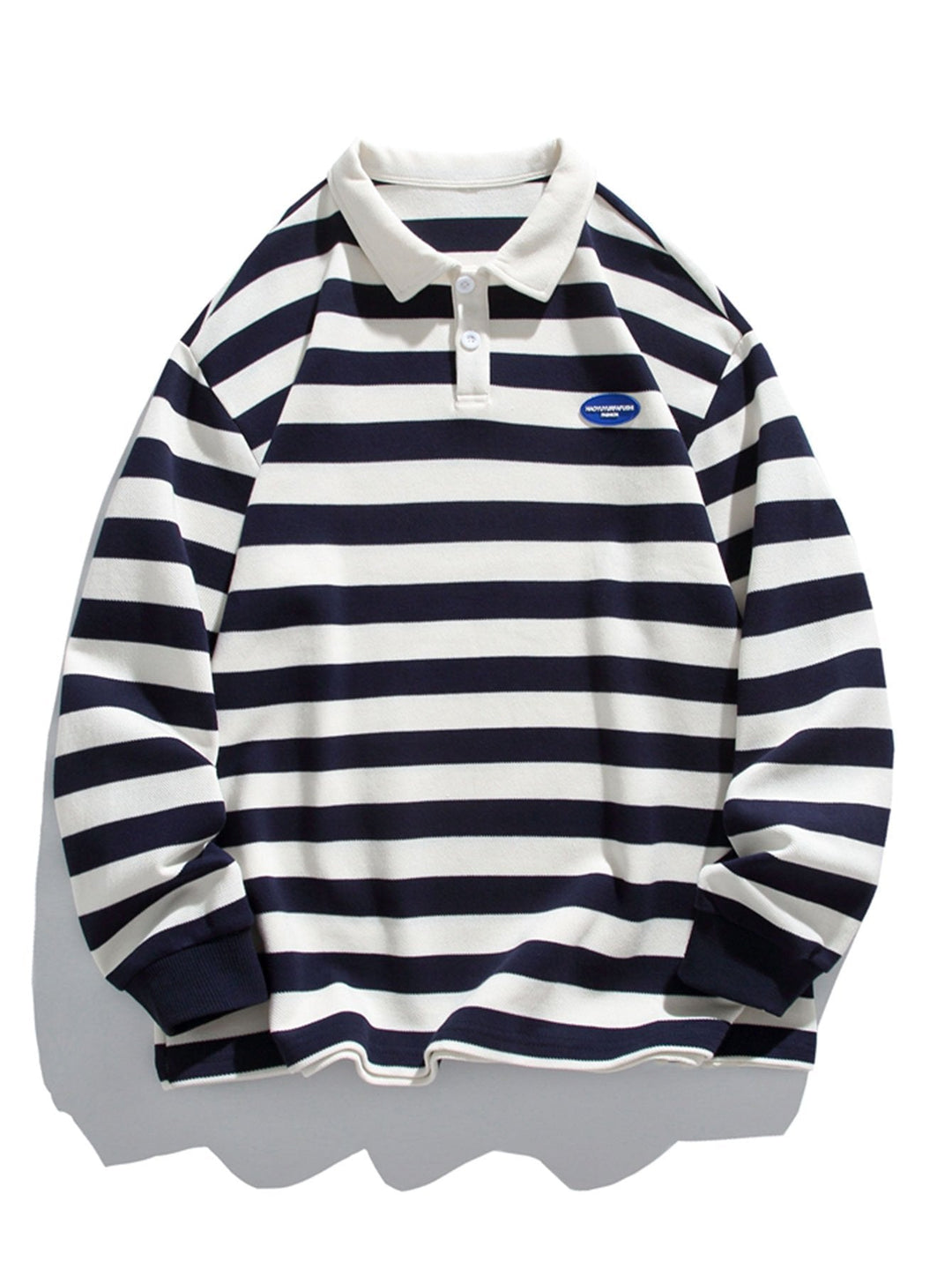 Sebastiaan | Gestreepte polosweater met wafelstructuur en relaxte pasvorm