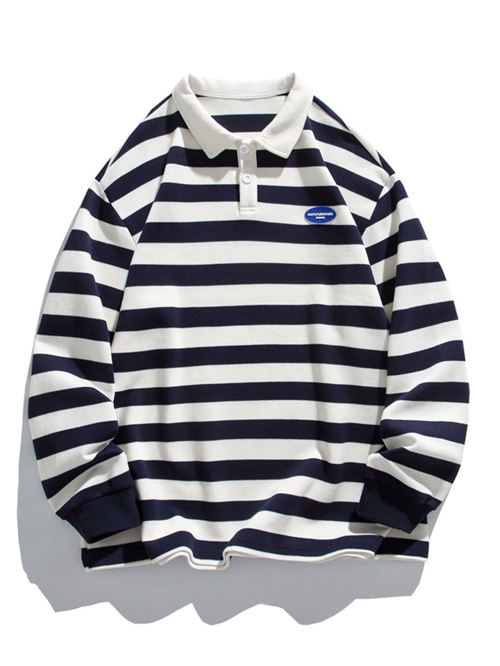Sebastiaan | Gestreepte polosweater met wafelstructuur en relaxte pasvorm