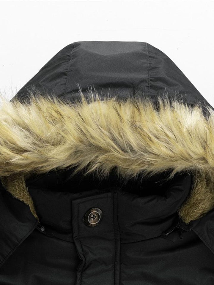 Ronald | Coat met imitatiebontkraag en afneembare capuchon