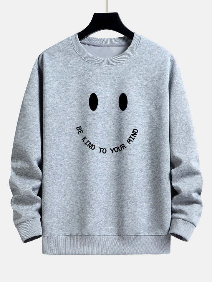Mees | Sweater met smiley- en tekstopdruk en relaxte pasvorm