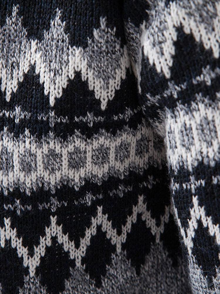 Harm | Trui met capuchon, rits en geometrisch patroon