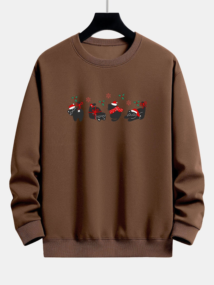Oscar | Kerstsweater met zwarte kattenprint en relaxte pasvorm
