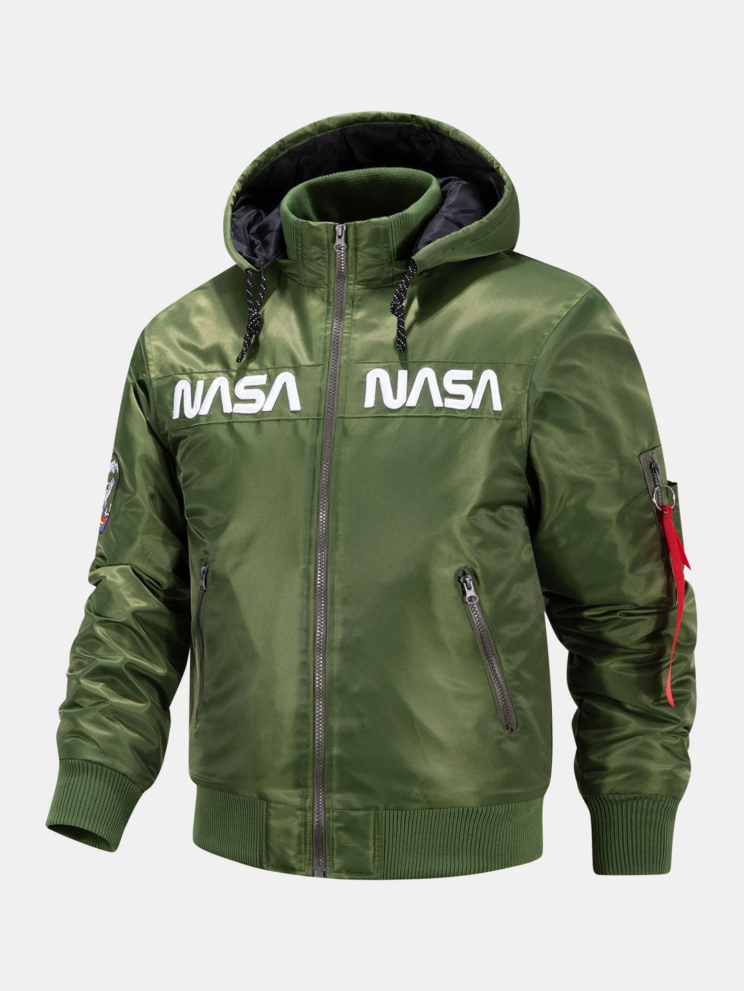 Quinten | Bomber jack met nasa-borduursel en afneembare capuchon