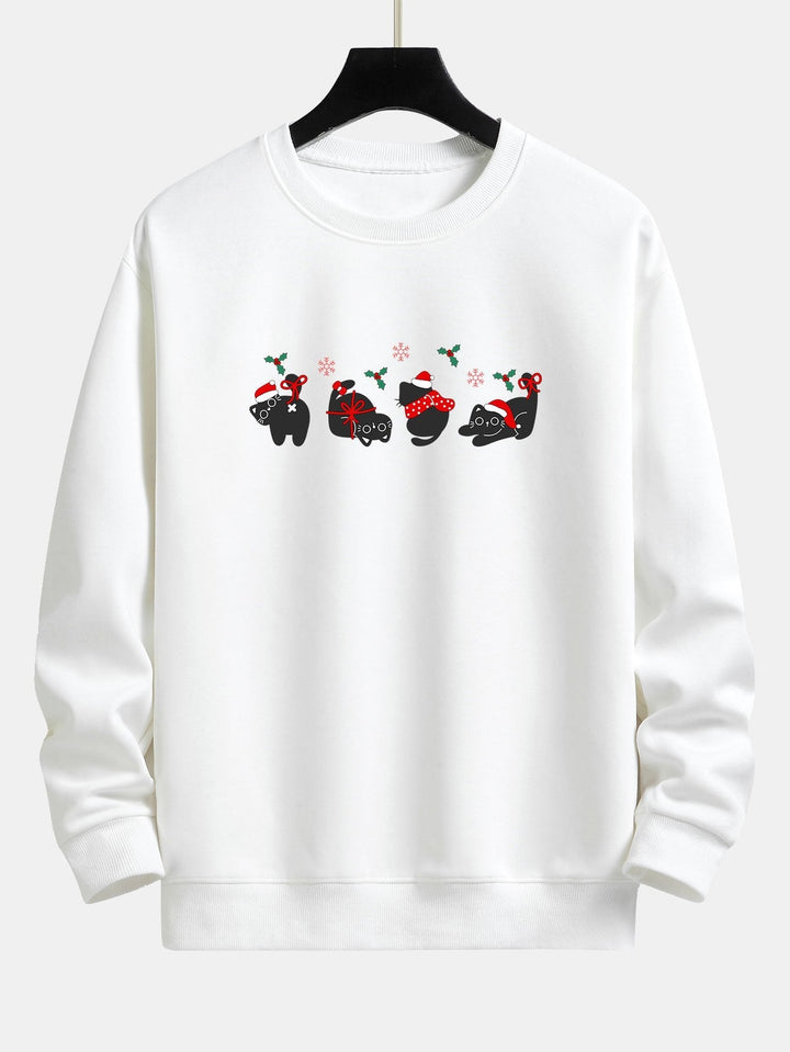 Oscar | Kerstsweater met zwarte kattenprint en relaxte pasvorm
