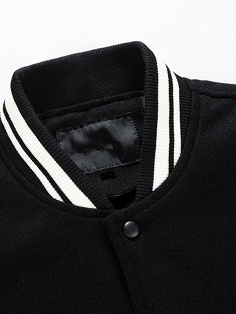 Yannick | Baseball jack met wolachtige pu-mouwen en contrastdetails