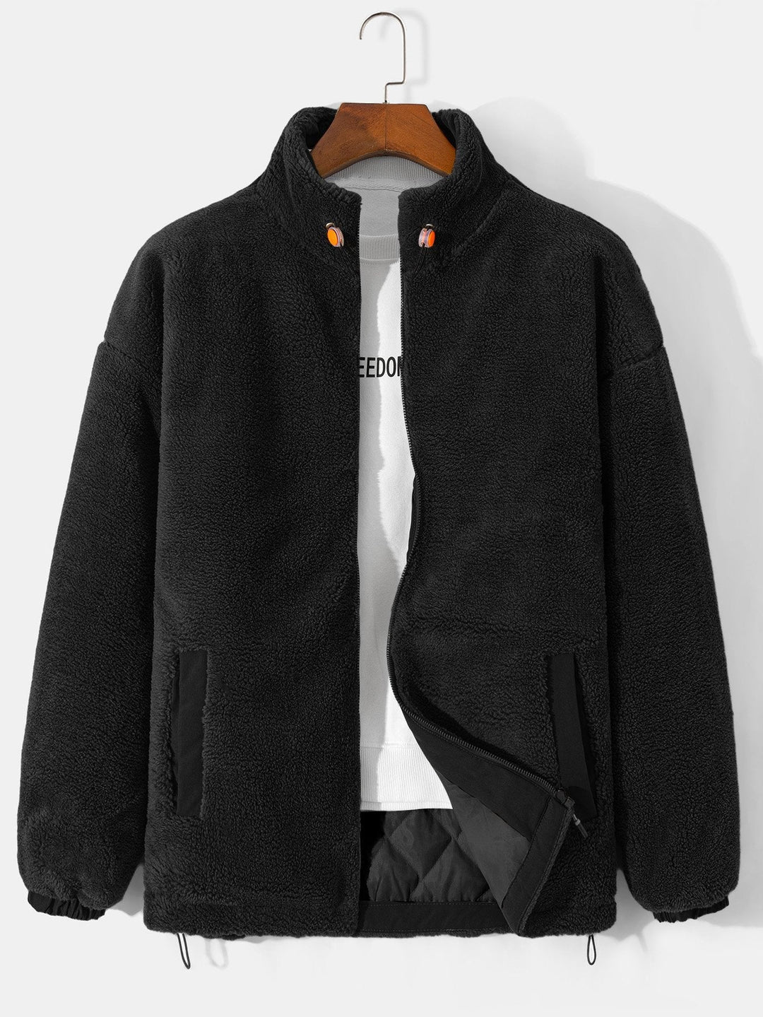 Koen | Gewatteerde teddyfleece jas met rits
