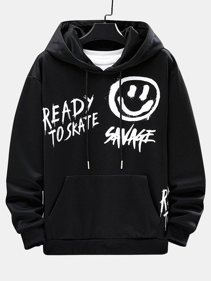 Teije | Hoodie met smiley- en graffitiprint