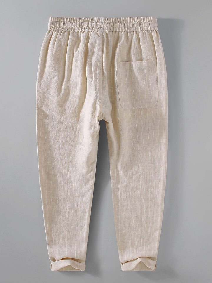 Joost | Gestreepte Linnen Cropped Broek