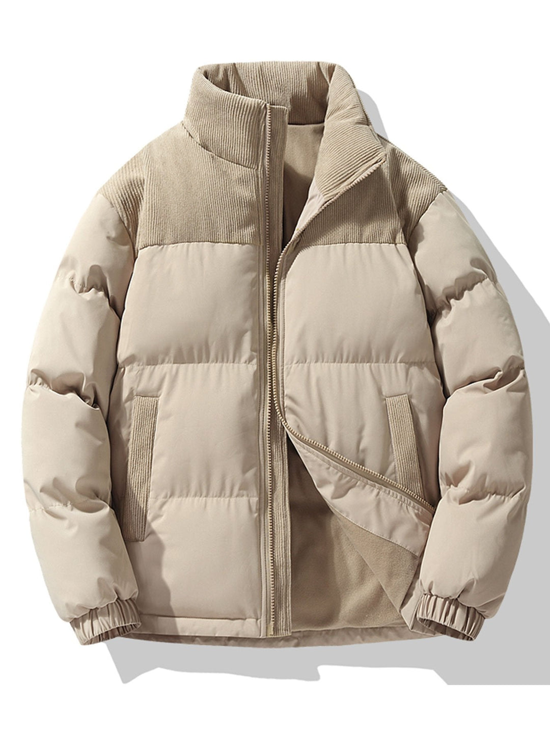 Boris | Corduroy puffer jack met patchwork