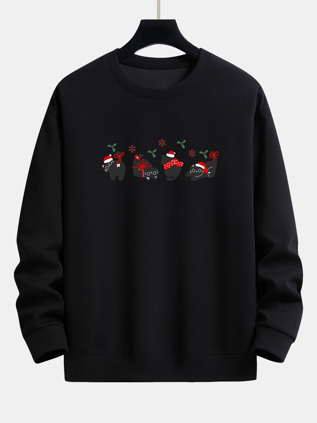 Oscar | Kerstsweater met zwarte kattenprint en relaxte pasvorm