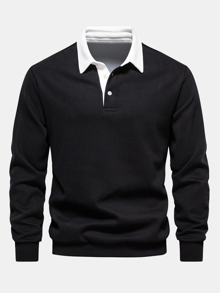 Noud | Sweater met contrastdetails en polokraag