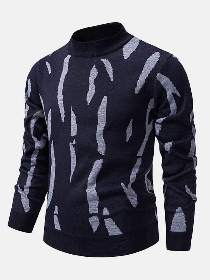 Luuk | Trui met abstracte print en opstaande kraag