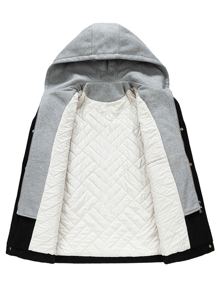 Noah | Gewatteerde corduroy jas met capuchon