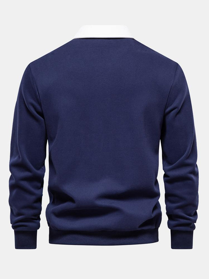 Noud | Sweater met contrastdetails en polokraag