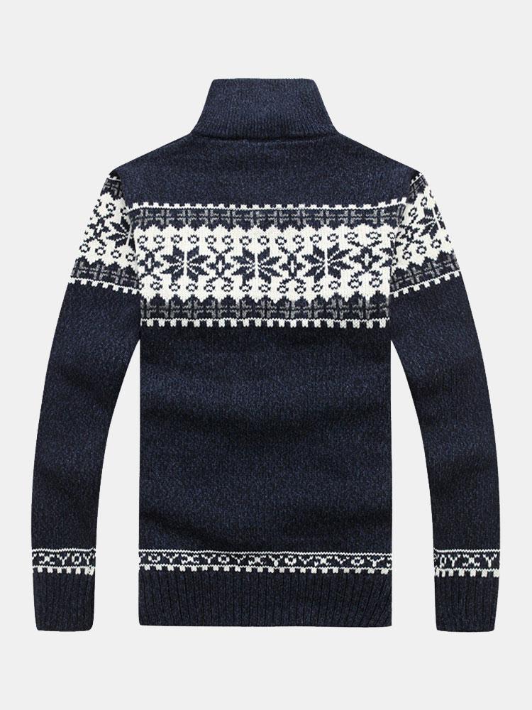 Teun | Kerstvest met geometrische print en rits