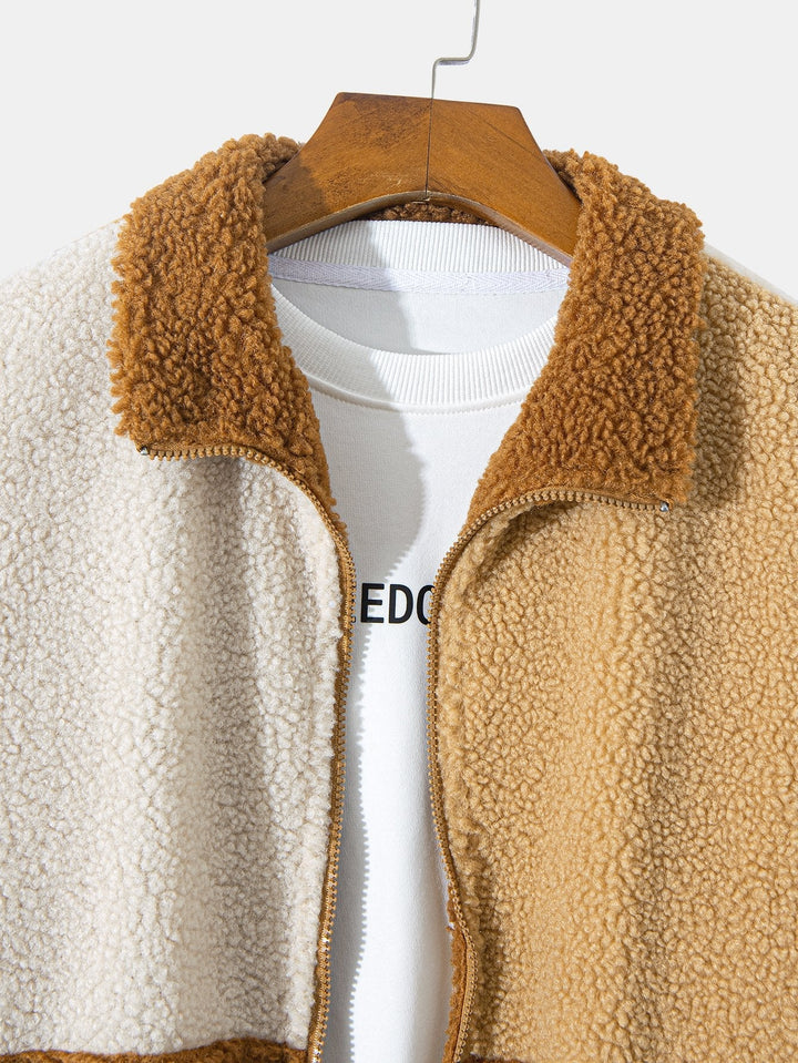 Stijn | Teddyfleece jas met kleurblokken