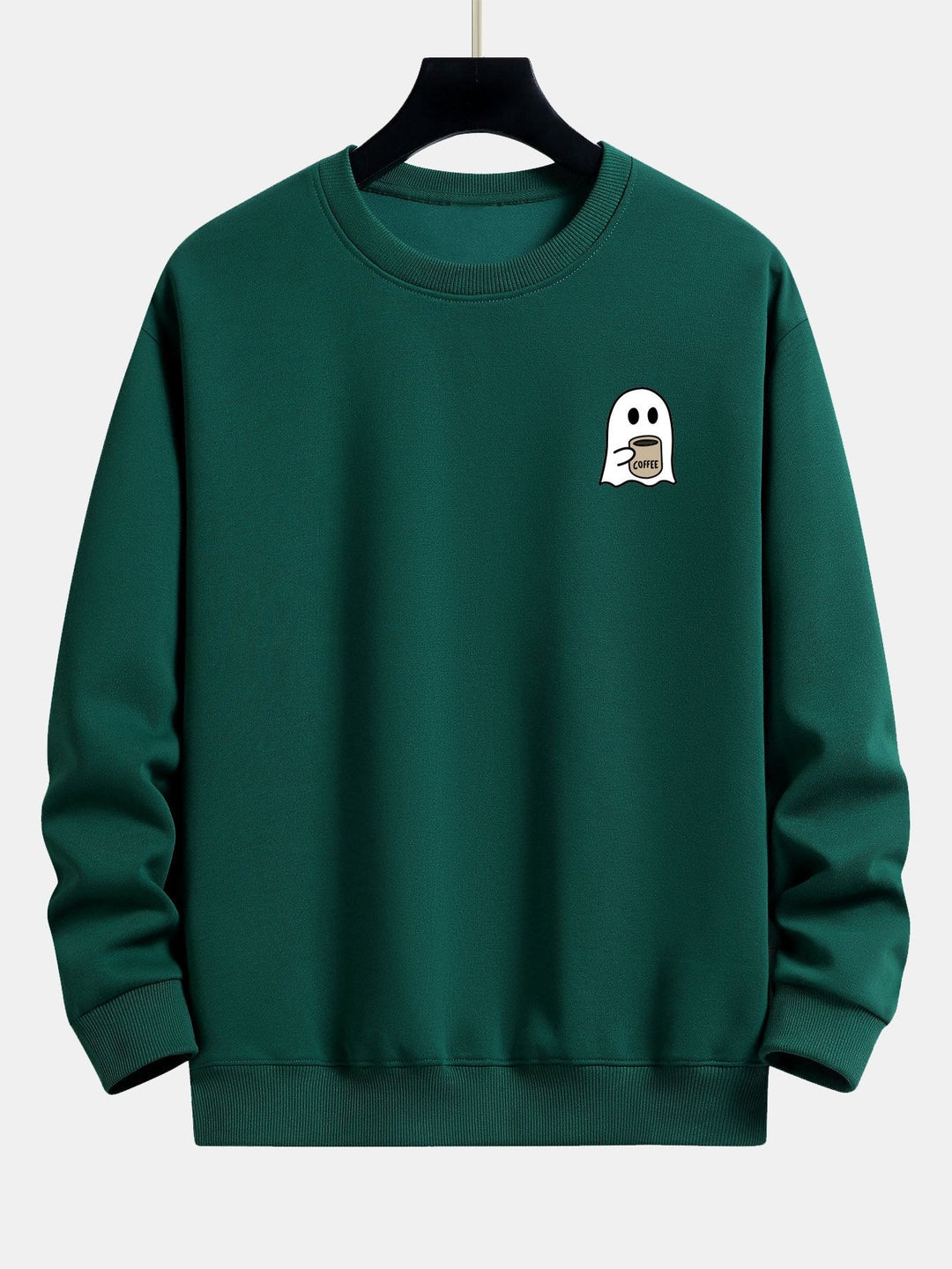 Tom | Sweater met spook- en koffieprint en relaxte pasvorm