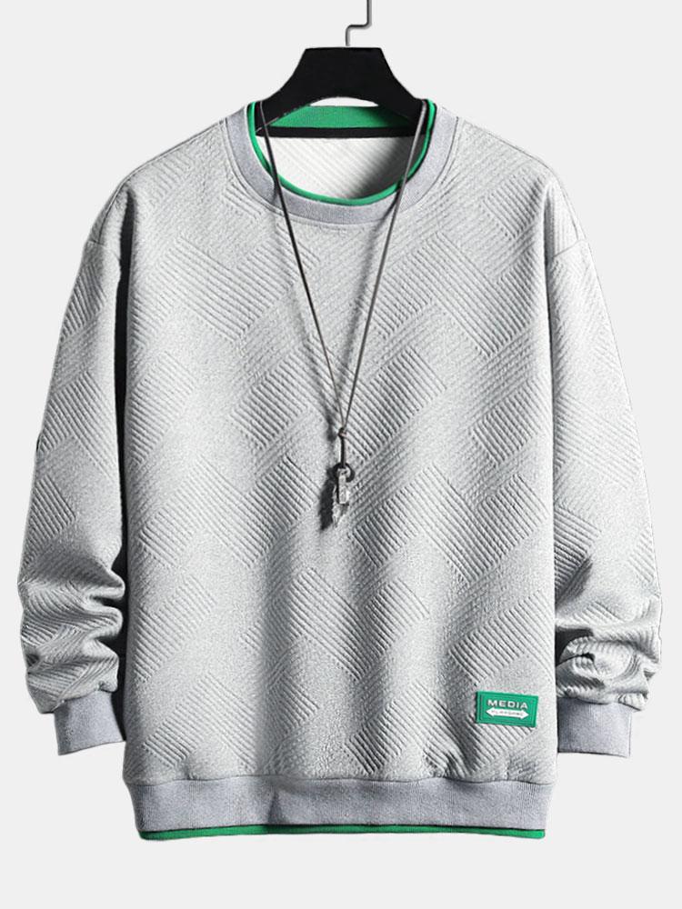 David | Sweater met geometrisch streepjacquard en relaxte pasvorm
