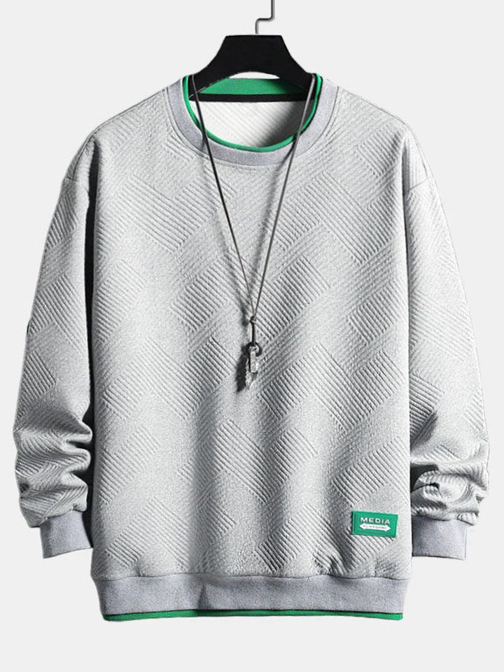 David | Sweater met geometrisch streepjacquard en relaxte pasvorm