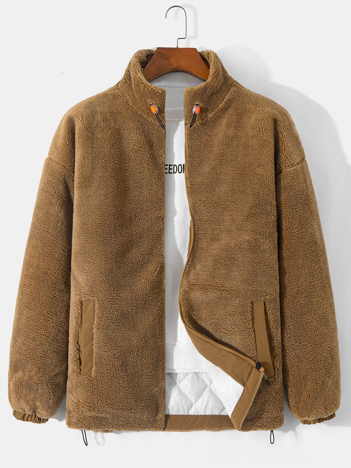 Koen | Gewatteerde teddyfleece jas met rits