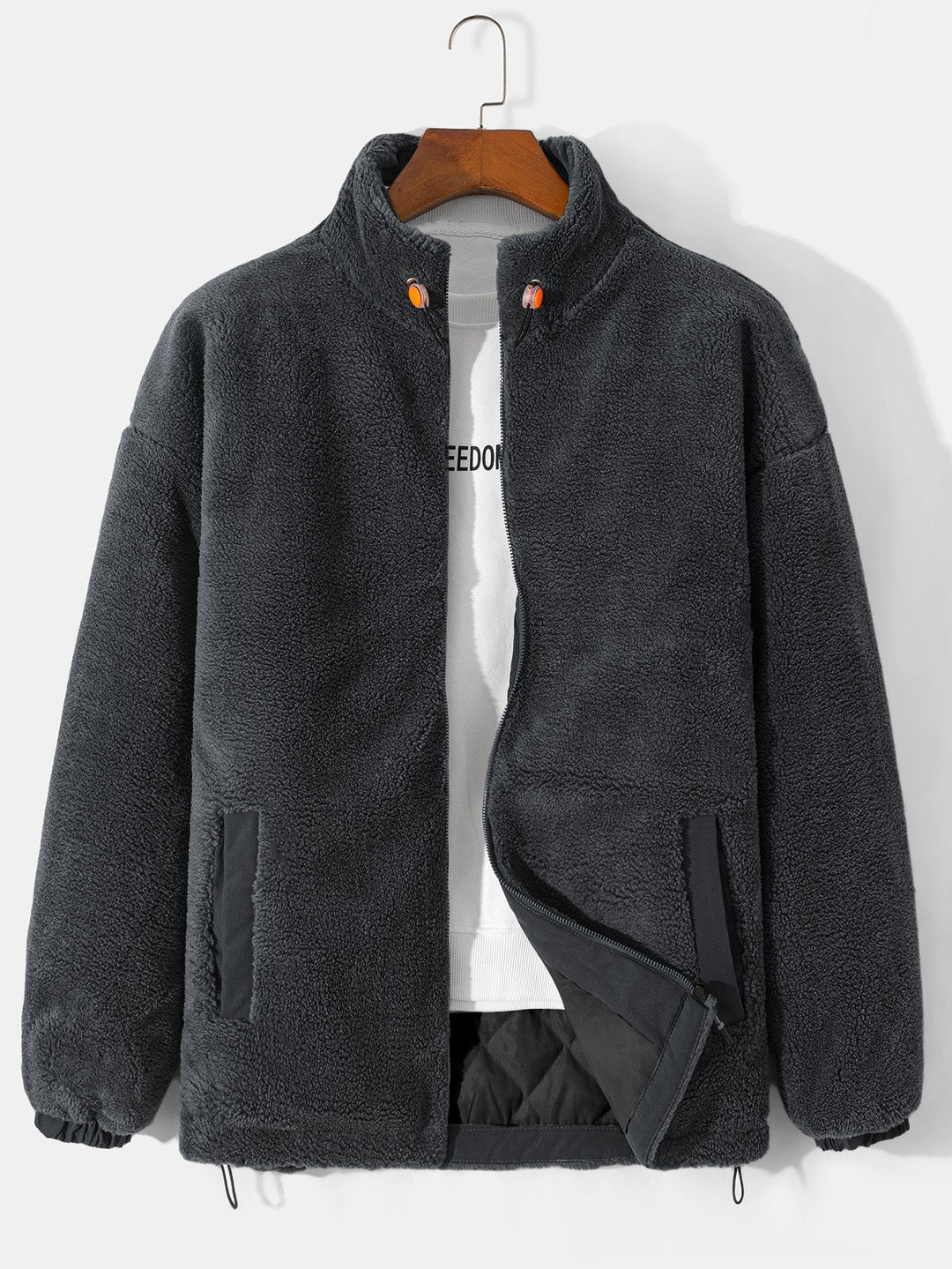 Koen | Gewatteerde teddyfleece jas met rits