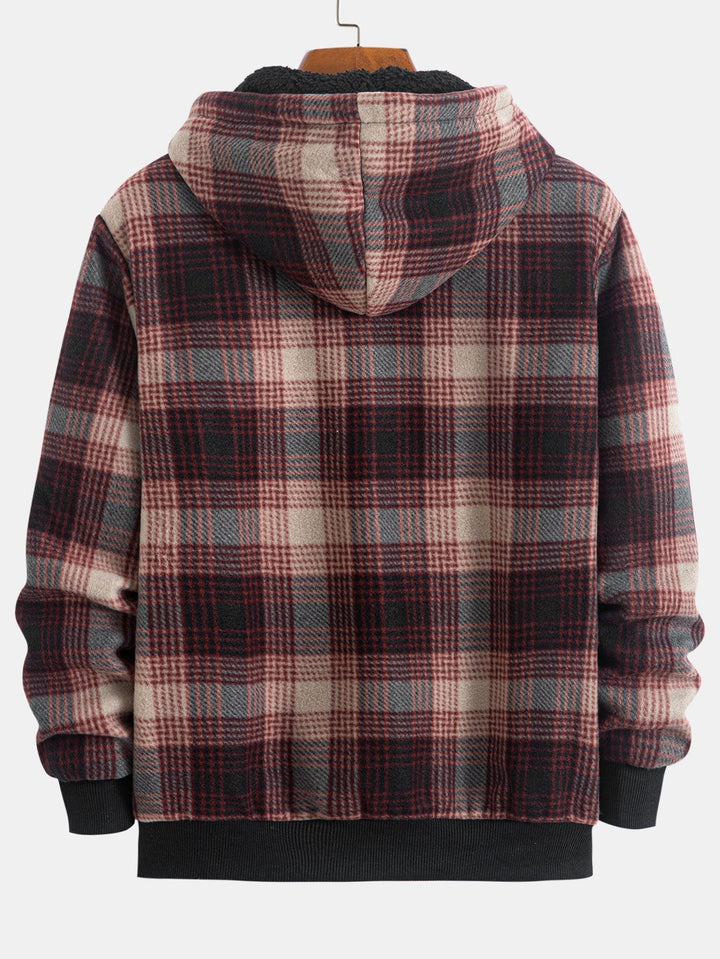 Wietse | Geruite flanellen hoodie met teddyvoering