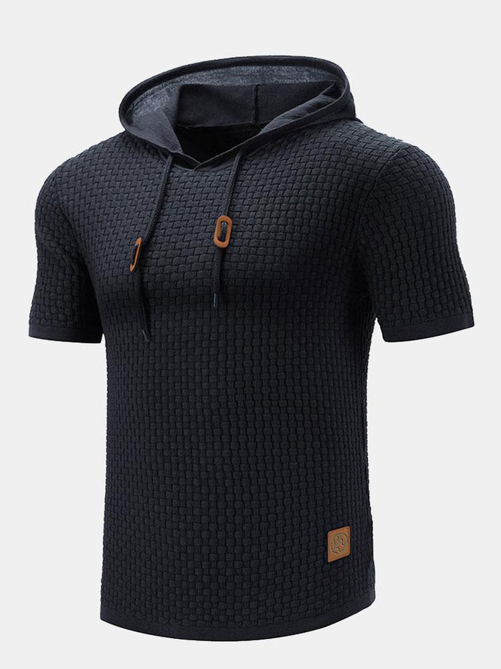 Jacob | Slim-fit gebreide trui met korte mouwen en capuchon