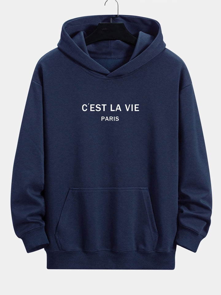Mick | Hoodie met Parijsprint en relaxte pasvorm